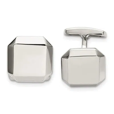 Diamond2deal Stainless Steel Polished Cuff Links In Metallic