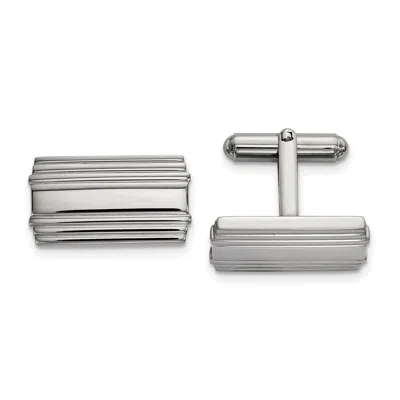 Diamond2deal Stainless Steel Polished Cufflinks In White