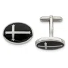 Diamond2deal Stainless Steel Polished Enameled Cross Circle Cufflinks