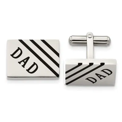 Diamond2deal Stainless Steel Polished Enameled Dad Rectangle Cufflinks
