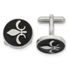 Diamond2deal Stainless Steel Polished Enameled With Fleur De Lis Circle Cufflinks
