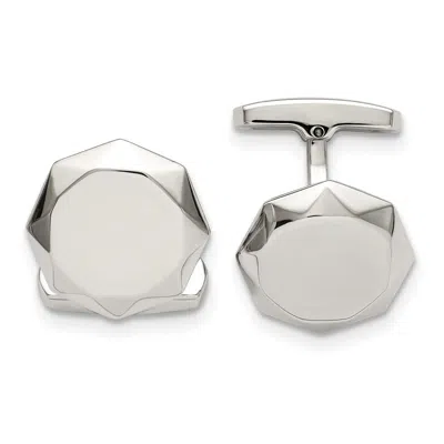Diamond2deal Stainless Steel Polished Geometric Cuff Links In White