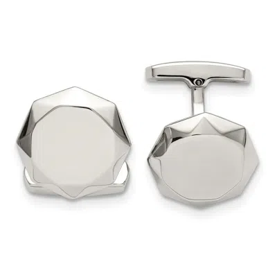 Diamond2deal Stainless Steel Polished Geometric Cuff Links In Metallic