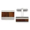 Diamond2deal Stainless Steel Polished Koa Wood Inlay Rectangle Cufflinks