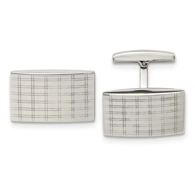Diamond2deal Stainless Steel Polished Laser Design Rectangle Cufflinks