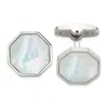 Diamond2deal Stainless Steel Polished Mother Of Pearl Inlay Octagon Cuff Links