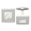Diamond2deal Stainless Steel Polished Mother Of Pearl Square Cufflinks