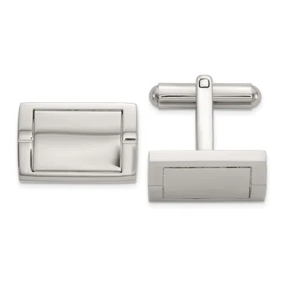 Diamond2deal Stainless Steel Polished Rectangle Cuff Links