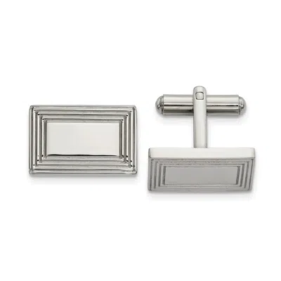 Diamond2deal Stainless Steel Polished Rectangle Cufflinks In Transparent