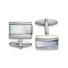 Diamond2deal Stainless Steel Polished Rectangle Mother Of Pearl Cufflinks