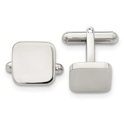 Diamond2deal Stainless Steel Polished Rounded Square Cufflinks