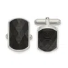 Diamond2deal Stainless Steel Polished Solid Black Carbon Fiber Inlay Cufflinks