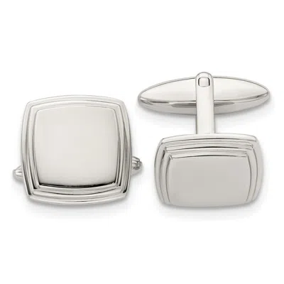 Diamond2deal Stainless Steel Polished Square Cufflinks In White
