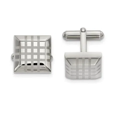 Diamond2deal Stainless Steel Polished Square Cufflinks In White