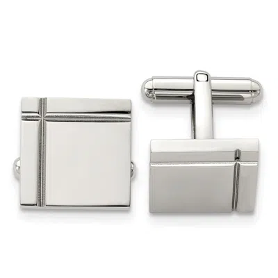 Diamond2deal Stainless Steel Polished Square Cufflinks In White