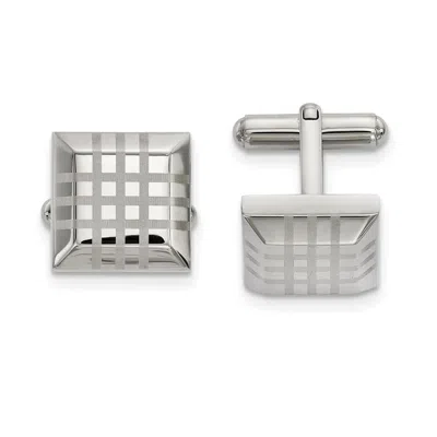 Diamond2deal Stainless Steel Polished Square Cufflinks In Metallic