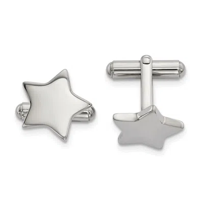 Diamond2deal Stainless Steel Polished Star Cufflinks In White