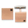 Diamond2deal Stainless Steel Polished Textured Rose Ip-plated Black Cubic Zirconia Cufflinks