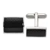 Diamond2deal Stainless Steel Polished With Black Carbon Fiber Inlay Cuff Links