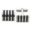 Diamond2deal Stainless Steel Polished With Black Enamel Stripes Cuff Links