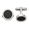 Diamond2deal Stainless Steel Polished With Black Stoving Varnish Circle Cufflinks