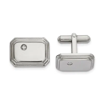 Diamond2deal Stainless Steel Polished With Cubic Zirconia Cufflinks