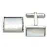 Diamond2deal Stainless Steel Polished With Mother Of Pearl Inlay Cuff Links