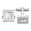 Diamond2deal Stainless Steel Polished With Mother Of Pearl Inlay Square Cuff Links