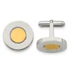 Diamond2deal Stainless Steel Polished Yellow Ip-plated Circle Cufflinks