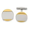 Diamond2deal Stainless Steel Polished Yellow Ip-plated Circle Cufflinks