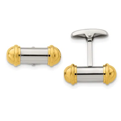 Diamond2deal Stainless Steel Polished Yellow Ip-plated Cufflinks