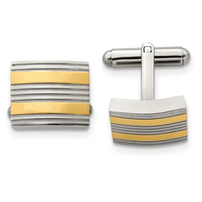 Diamond2deal Stainless Steel Polished Yellow Ip-plated Cufflinks In Metallic