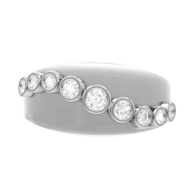 Diamond2deal Sterling Silver 0.35 Ct Round Lab Grown Diamond Wedding Band Ring Size 7 In White