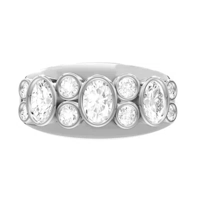 Diamond2deal Sterling Silver 0.95 Ct Oval Lab Grown Diamond Wedding Band Ring Size 7 In Metallic