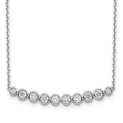Diamond2deal Sterling Silver 10 Stone Cz Bar Necklace 16"with 2" Ext