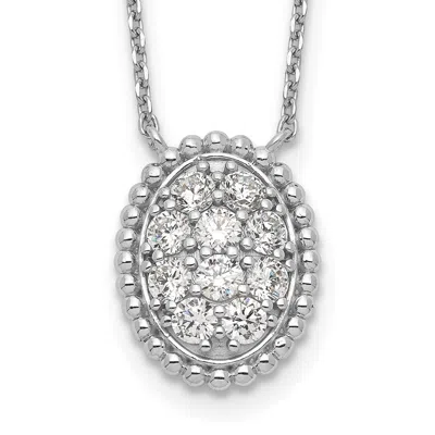 Diamond2deal Sterling Silver 10 Stone Oval Cubic Zirconia Necklace 18" In White