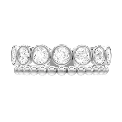 Diamond2deal Sterling Silver 1.02 Ct Round Lab Grown Diamond 7-stone Ring Size 7 In Metallic