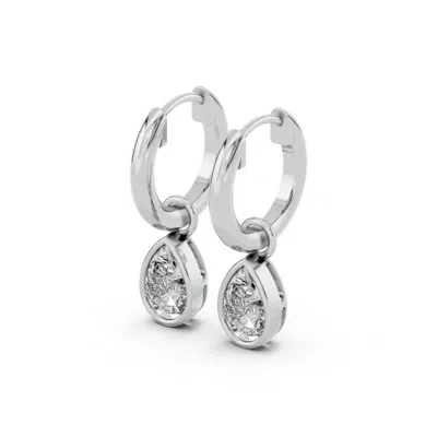 Diamond2deal Sterling Silver 1.08 Ct Pear Lab Grown Diamond Hoop Earrings