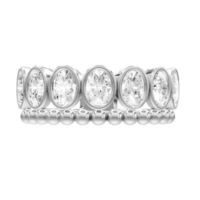 Diamond2deal Sterling Silver 1.47 Ct Oval Lab Grown Diamond 7-stone Ring Size 7 In White