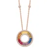 Diamond2deal Sterling Silver 14k Rose Gold-plated Colorful Baguettes Cubic Zirconia Circle Necklace