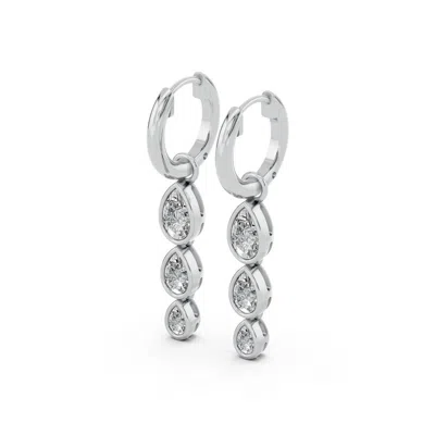 Diamond2deal Sterling Silver 1.5 Ct Pear Lab Grown Diamond Hoop Earrings
