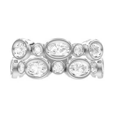 Diamond2deal Sterling Silver 1.68 Ct Oval Lab Grown Diamond Wedding Band Ring Size 7 In Metallic