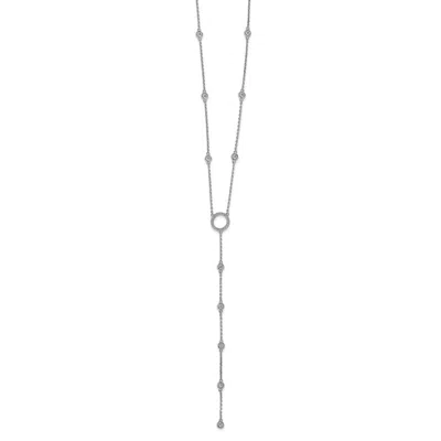 Diamond2deal Sterling Silver 32 Stone Cubic Zirconia Y-drop Necklace 16" With 2 Inch Ext.