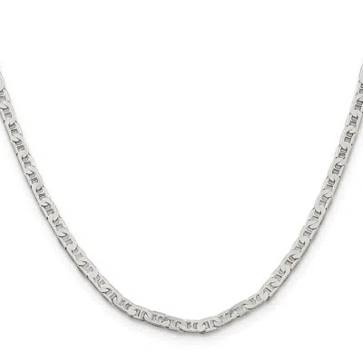 Diamond2deal Sterling Silver 3mm Flat Anchor Chain Necklace In Metallic