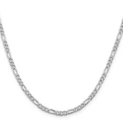 Diamond2deal Sterling Silver 3mm Flat Figaro Chain Necklace In Gray
