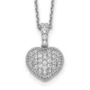 Diamond2deal Sterling Silver 40 Stone Heart Cubic Zirconia Necklace 16" With 2 Inch Ext.