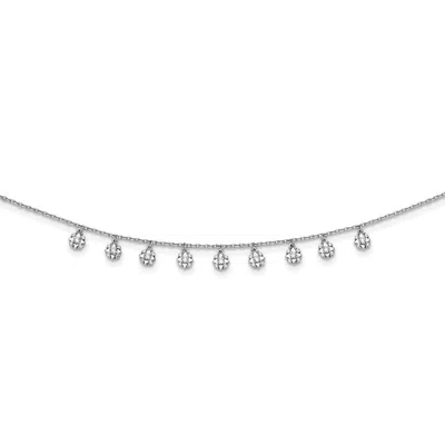 Diamond2deal Sterling Silver 48 Stone 11 Star Stations Cubic Zirconia Necklace 18" In White