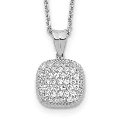 Diamond2deal Sterling Silver 49 Stone Square Cubic Zirconia Necklace 16" With 2 Inch Ext.