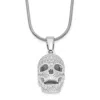 Diamond2deal Sterling Silver 88 Stone Cubic Zirconia Polished Skull Necklace 18"