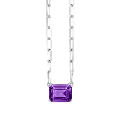 Diamond2deal Sterling Silver Amethyst Pendant Necklace 18"